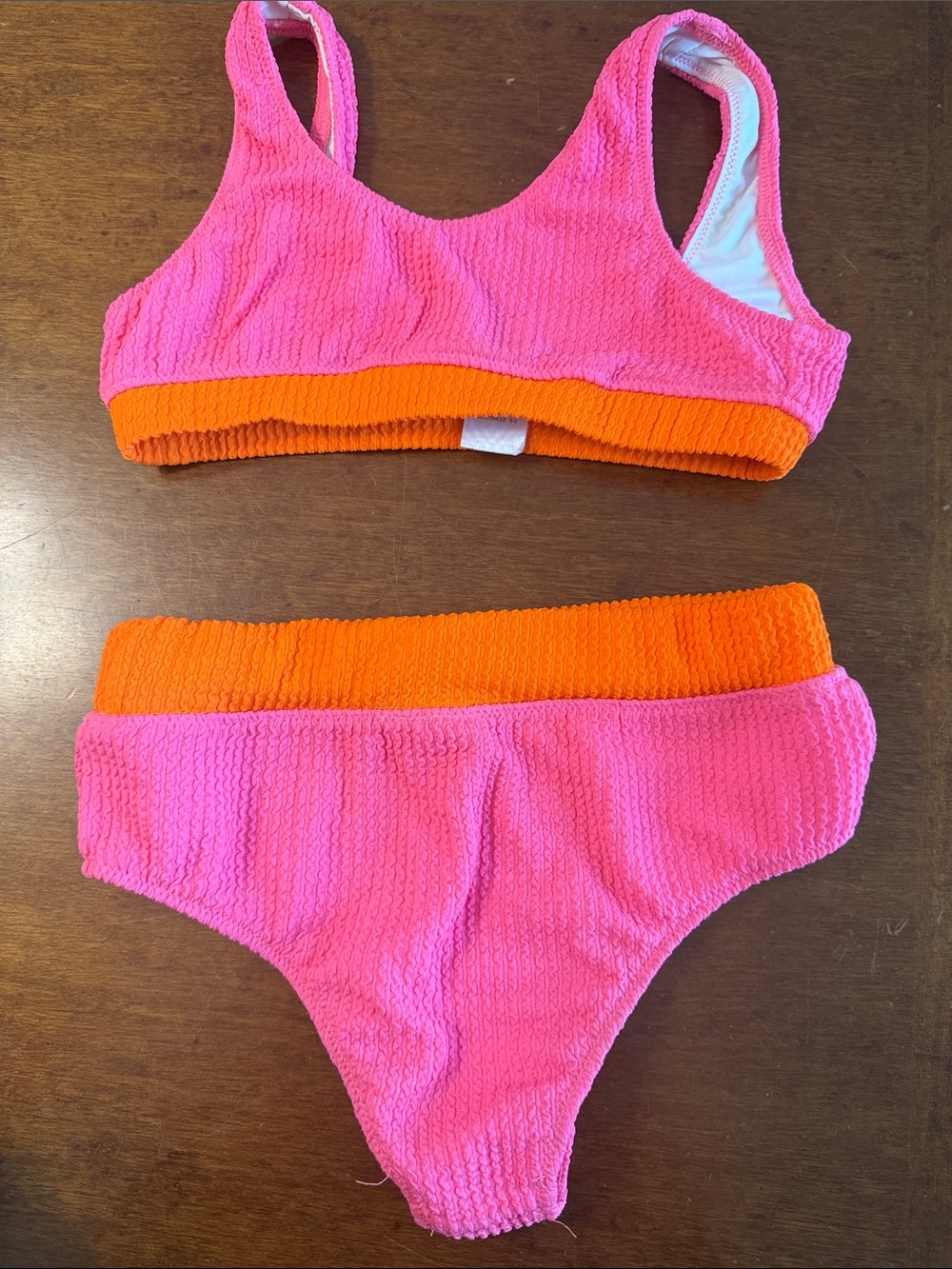 Girls Pink & Orange Tank Bikini Set - Bright Two-Piece Swim